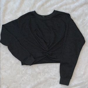 Crop twist front sweater